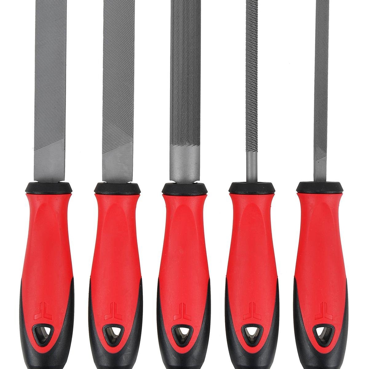 Trojan 5 Piece File Set - 200mm - Hardened Steel - Ergonomic Grip - Wood & Metal - SuperSaverAU - view 1