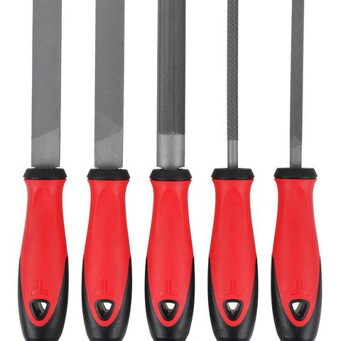 Trojan 5 Piece File Set - 200mm - Hardened Steel - Ergonomic Grip - Wood & Metal - SuperSaverAU - view 1