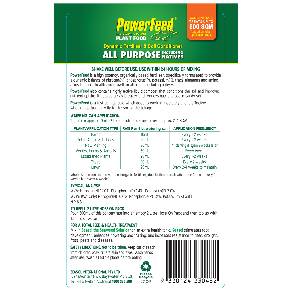 PowerFeed All Purpose Plant Food Concentrate 4L - For All Plants Including Natives