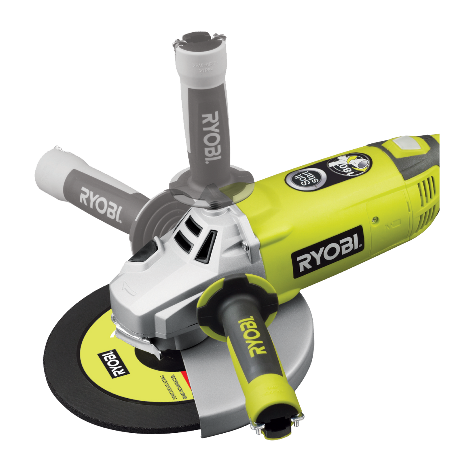 Ryobi 2000W 230mm Corded Angle Grinder, Spindle Lock & Side Handle, EAG2023RG