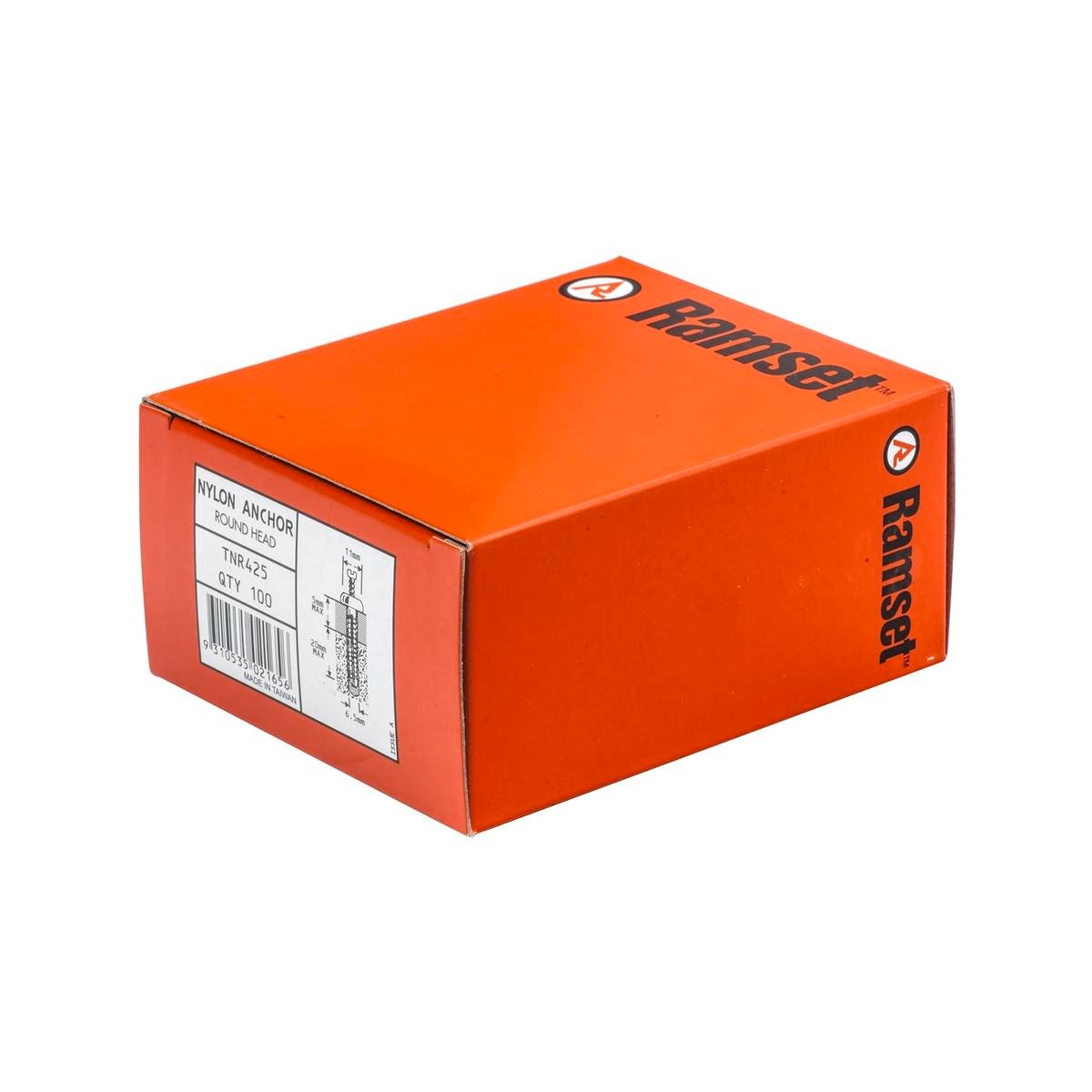 Ramset 6.5 x 25mm Round Head Nylon Masonry Anchor, 100 Pack