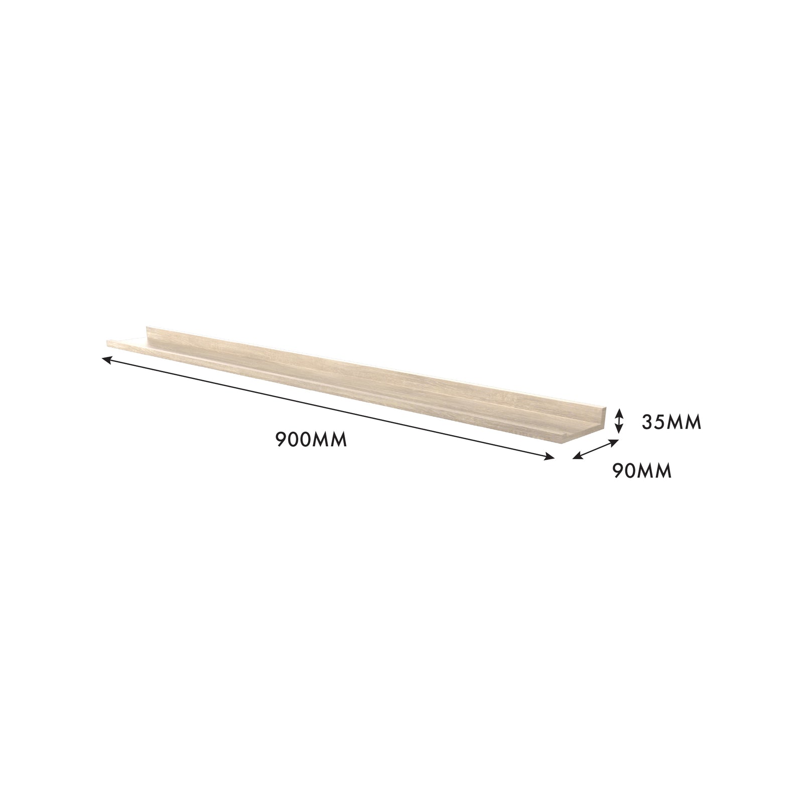 Flexi Storage Decorative 900 x 35 x 90mm Oak Photo Shelf