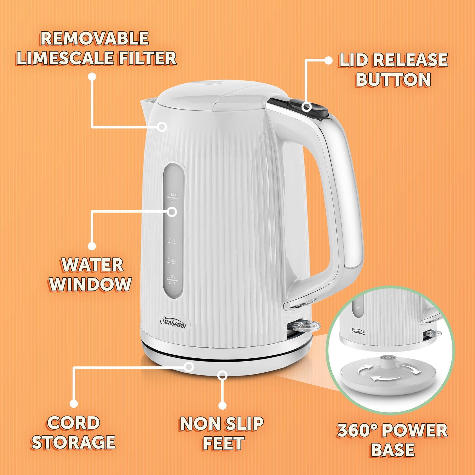 Sunbeam Brightside 1.7L Kettle White