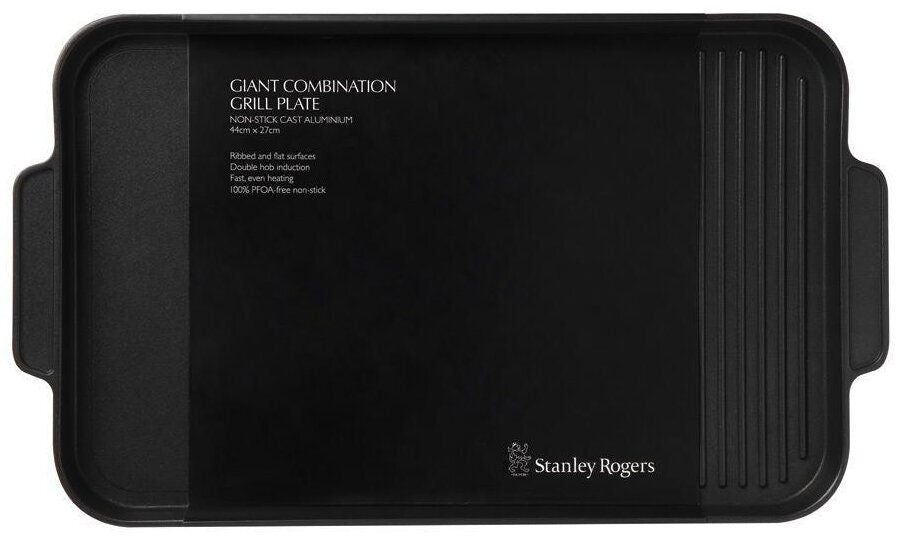 Stanley Rogers Giant Grill Plate - 44 x 27cm cooking area - induction and all cooktops - matte black - 42308