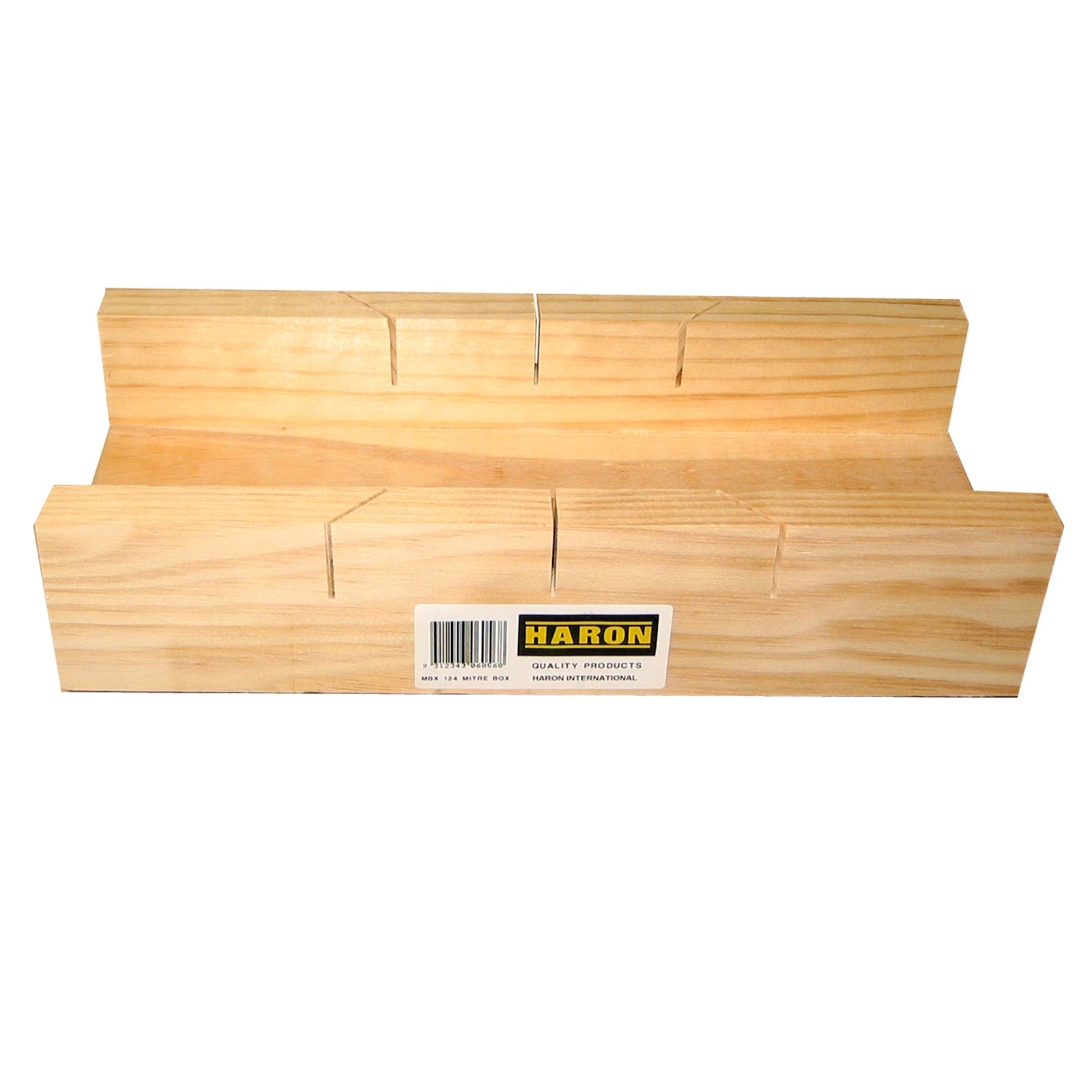 Haron 300 x 100mm Wooden Mitre Box, Pine, 45 and 90 Degree Cuts