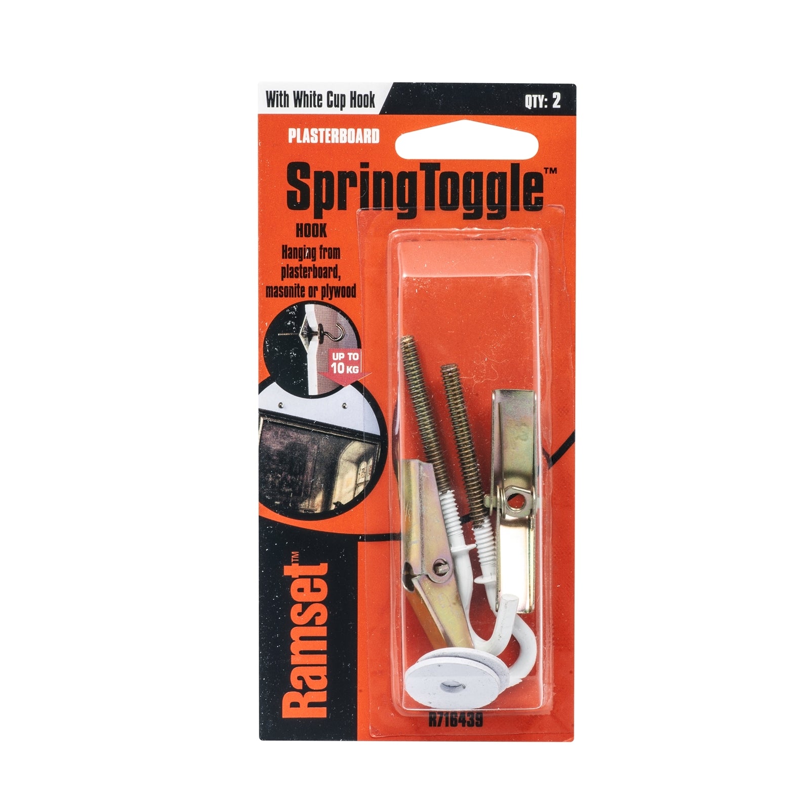 Ramset Spring Toggle With White Hook - 2 Pack, Gold Passivated Steel Cavity Fixing