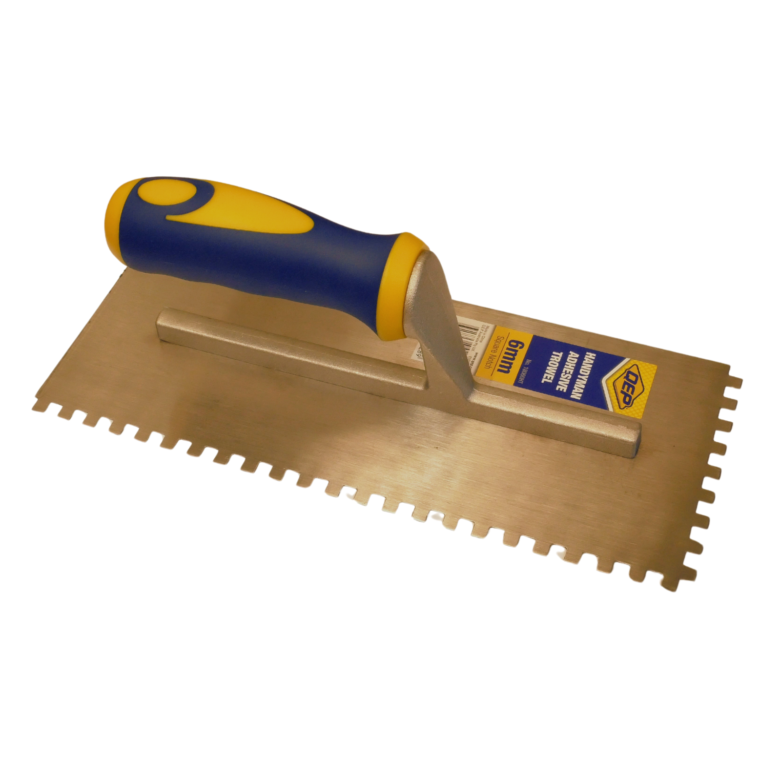 QEP Handyman Adhesive Trowel 6mm Square Notch Carbon Steel Polymer Handle