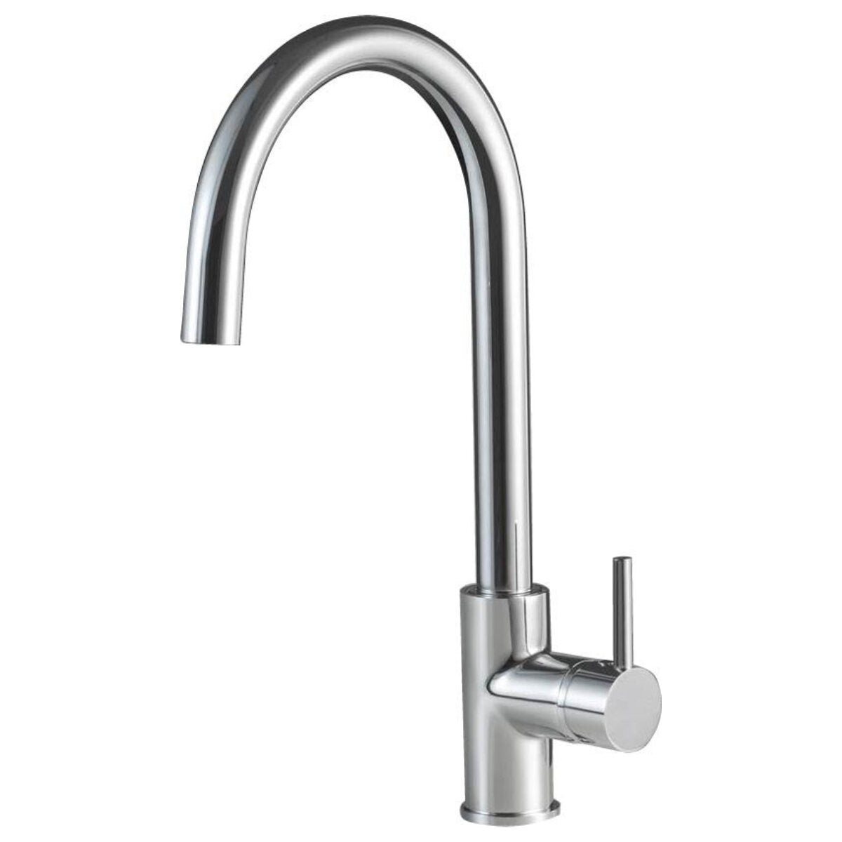 Rogerseller gooseneck sink mixer tap - chrome brass - swivel outlet - 4 star WELS rating - 3606016101