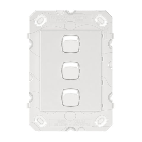 HPM ARTEOR 3 Gang Wall Switch Grid White 240V Polycarbonate