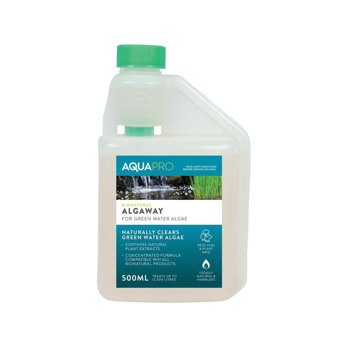 Aquapro 500ml Bionatural Algaway, Natural Pond Algae Treatment Treats up to 12,500L