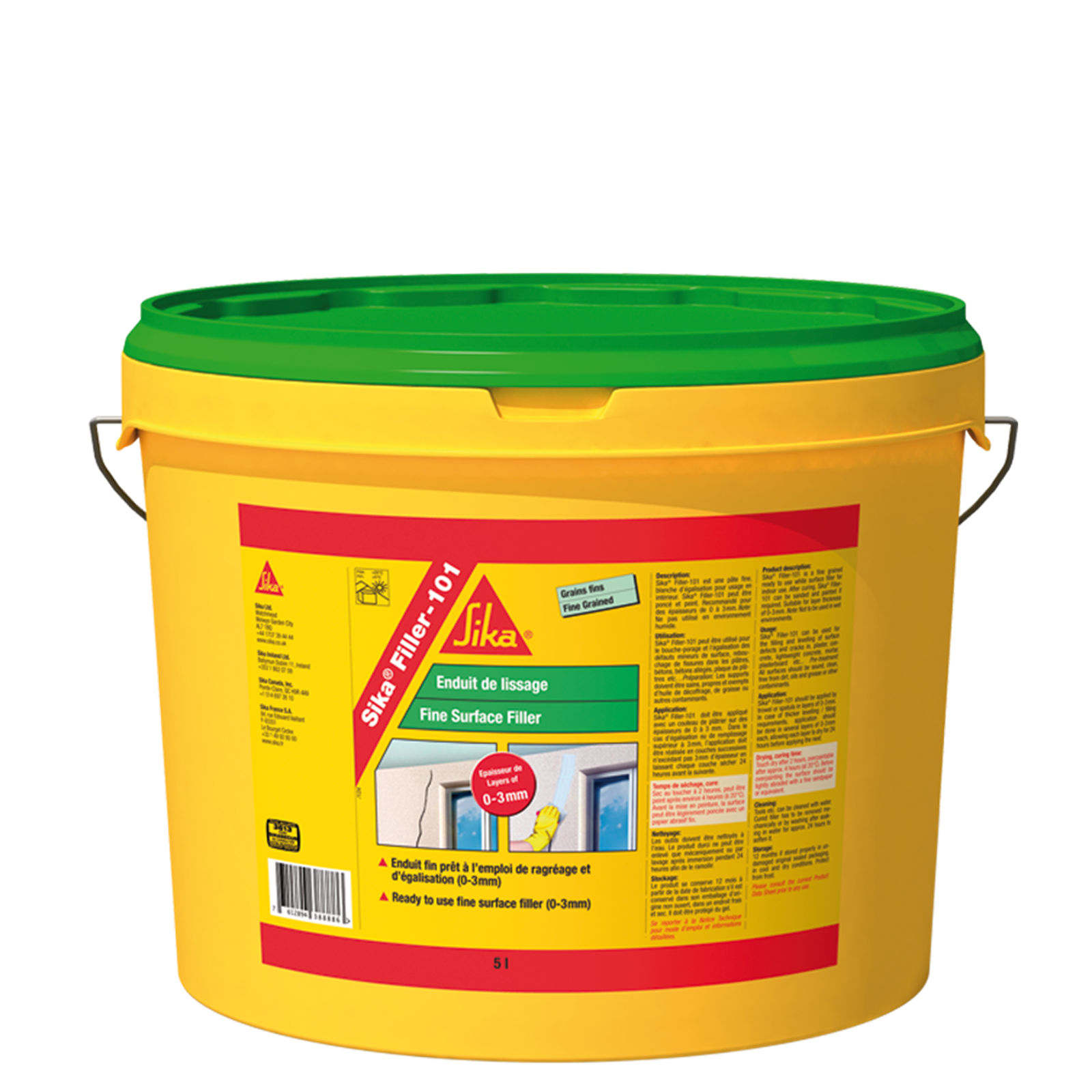 Sika Filler-101 Fine Surface Filler 5L White Ready to Use Paintable Sandable