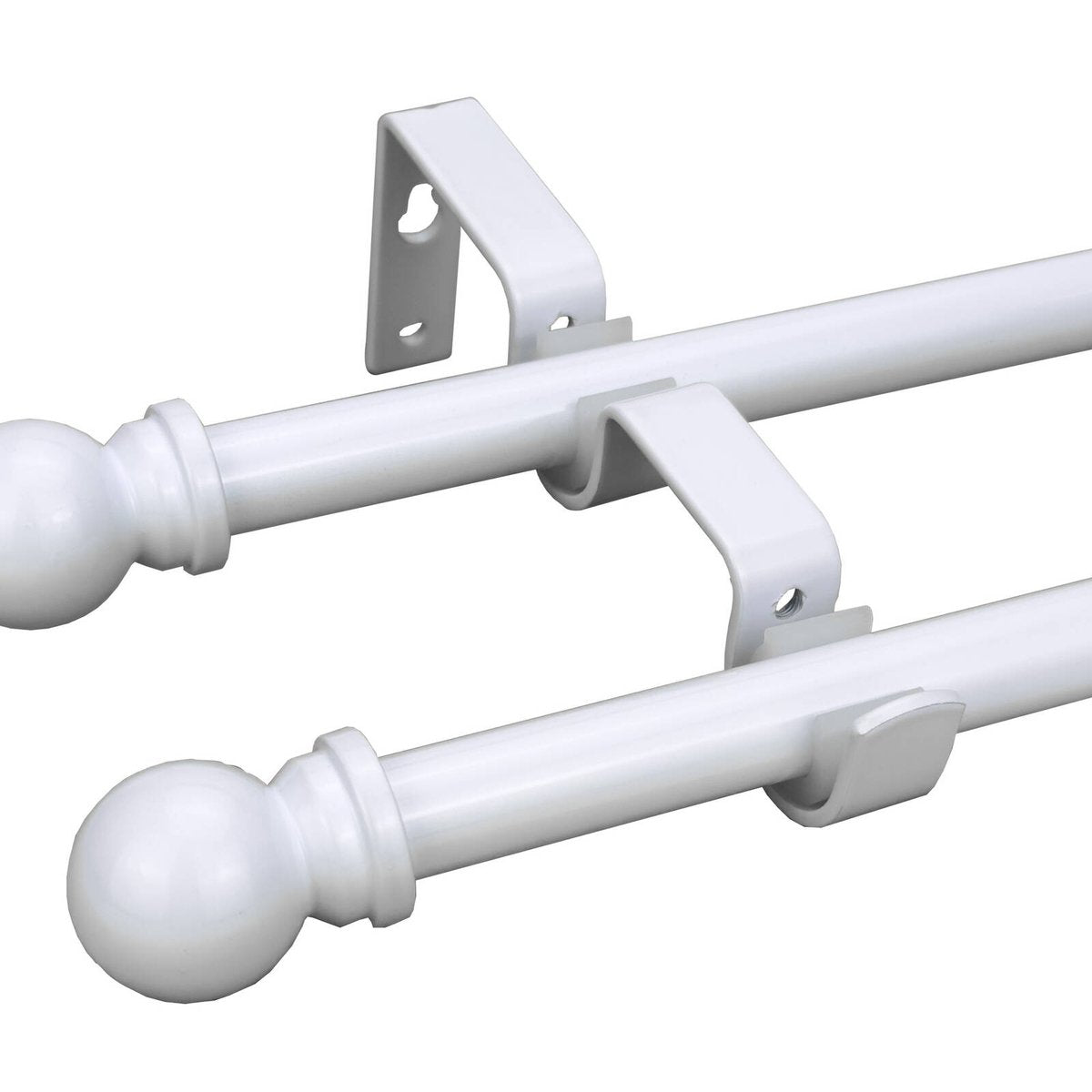 Pillar Products 16/25mm White Powdercoated Steel Double Universal Curtain Rod Bracket, 1 Pair