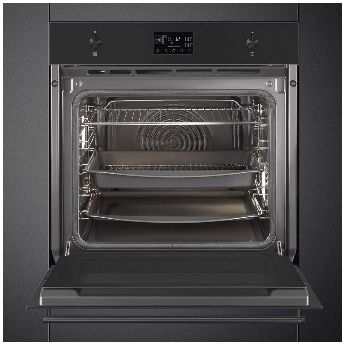Smeg 60cm Classic Pyrolytic Oven - 68L Net, Matte Black, Air Fry and BBQ Modes - SOPA6302TN