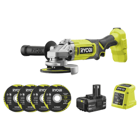 Ryobi 18V ONE+ 115mm Angle Grinder 4.0Ah Kit R18AG14A
