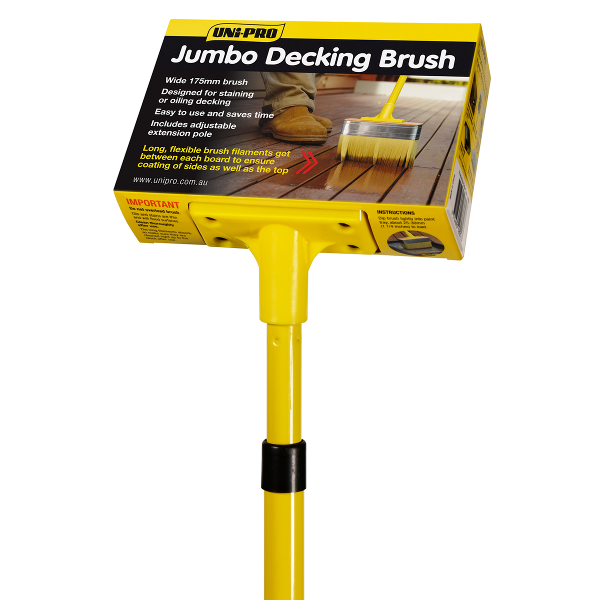 Uni-Pro 175mm Jumbo Deck Brush Synthetic Filament Stainless Ferrule