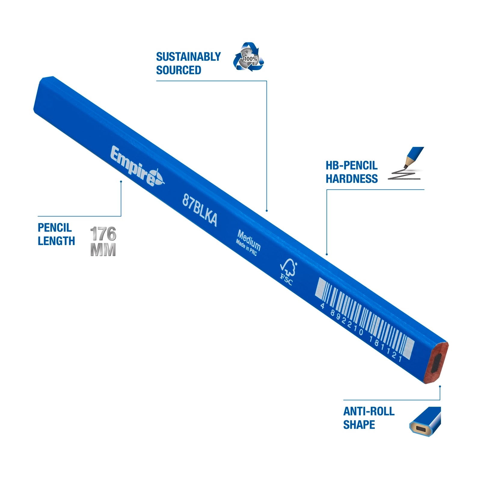 Empire Medium Waterproof Carpenter Pencil Individual