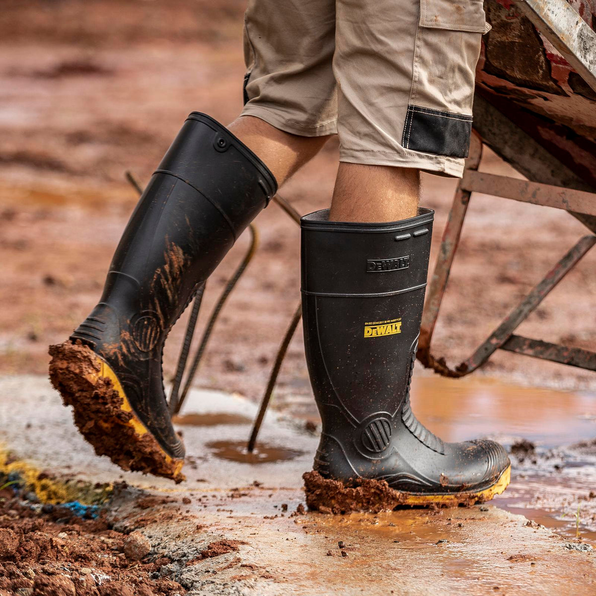 DeWalt Workwear Size 12 Midland Pro Comfort Extreme Duty PVC Black Safety Gumboots Steel Cap