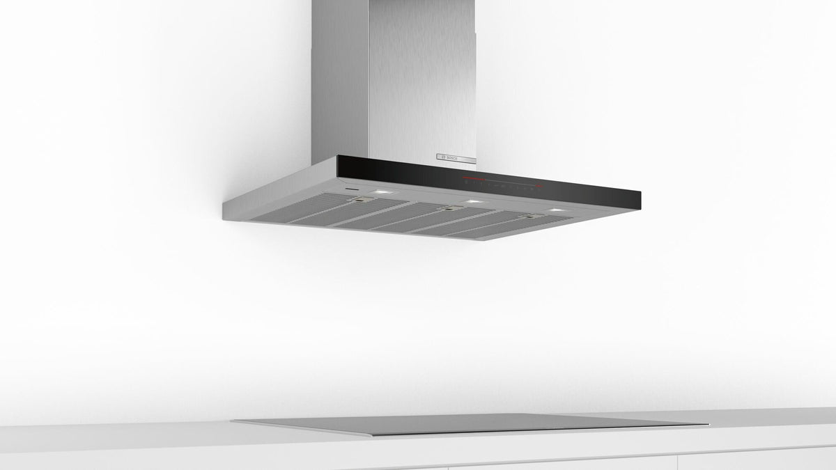Bosch Series 8 90cm canopy rangehood - Stainless steel - 964m³/h, Home Connect, PerfectAir sensor - DWB91PR50A