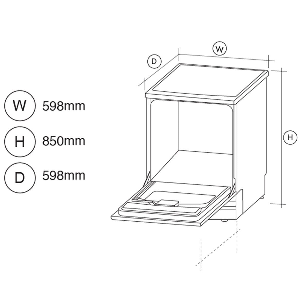 Artusi 60cm Freestanding Dishwasher 13 Place Settings - Black, Eco Wash, Delay Start - ADW5002B