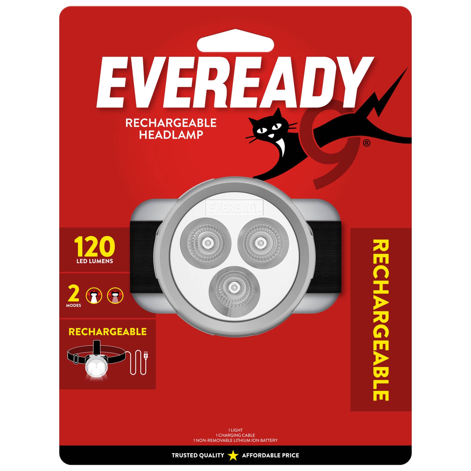 Eveready Rechargeable LED Headlight 120 Lumen, Hands-Free VPHDL4