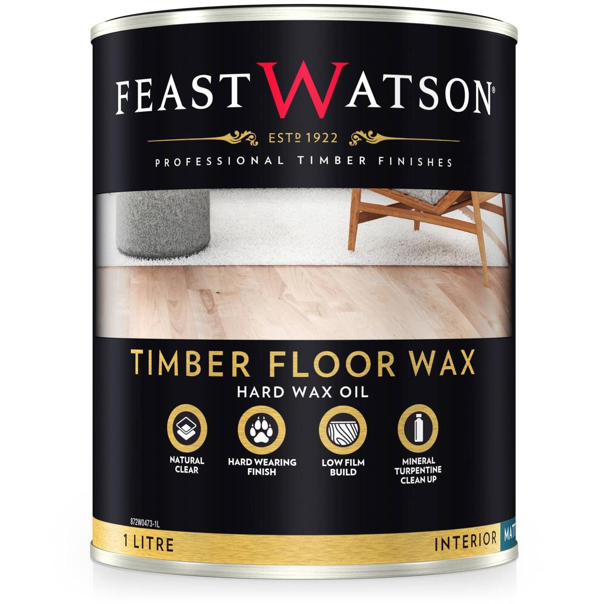 Feast Watson 1L Timber Floor Wax Matt Hard Wax Oil
