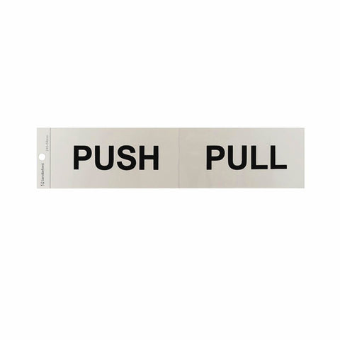 Sandleford 245 x 58mm Push / Pull Self Adhesive Sign, Gloss Silver Weather Resistant Polycarbonate