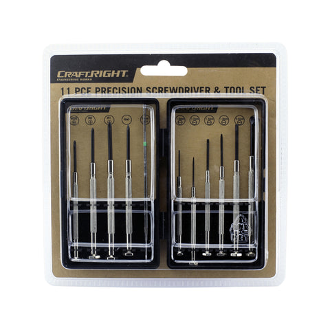 Craftright 11 Piece Precision Screwdriver Set CR-V Swivel Head with Case