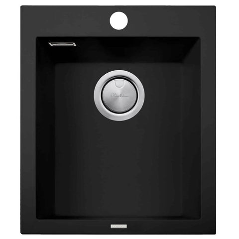 Oliveri Santorini standard single bowl topmount granite sink - 27L - matte black - ST-MB1531-OF
