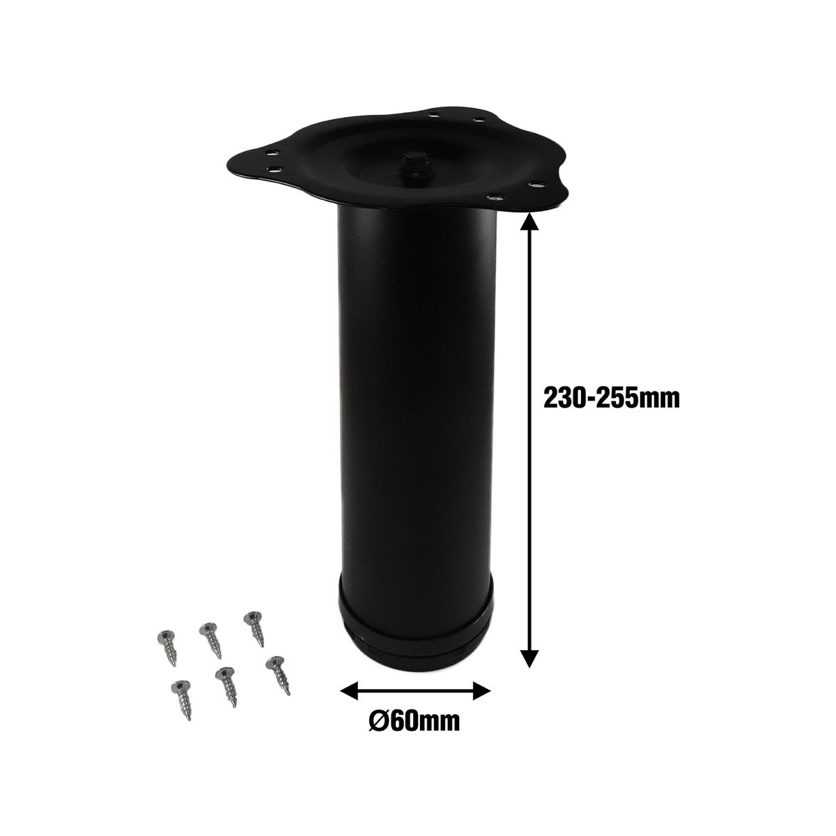 Adoored 60 x 230mm Black Round Steel Table Leg