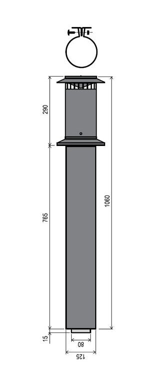 Rinnai vertical flue terminal for roof fitting - Includes collar and flue pipe clip - FFROOFCOWL