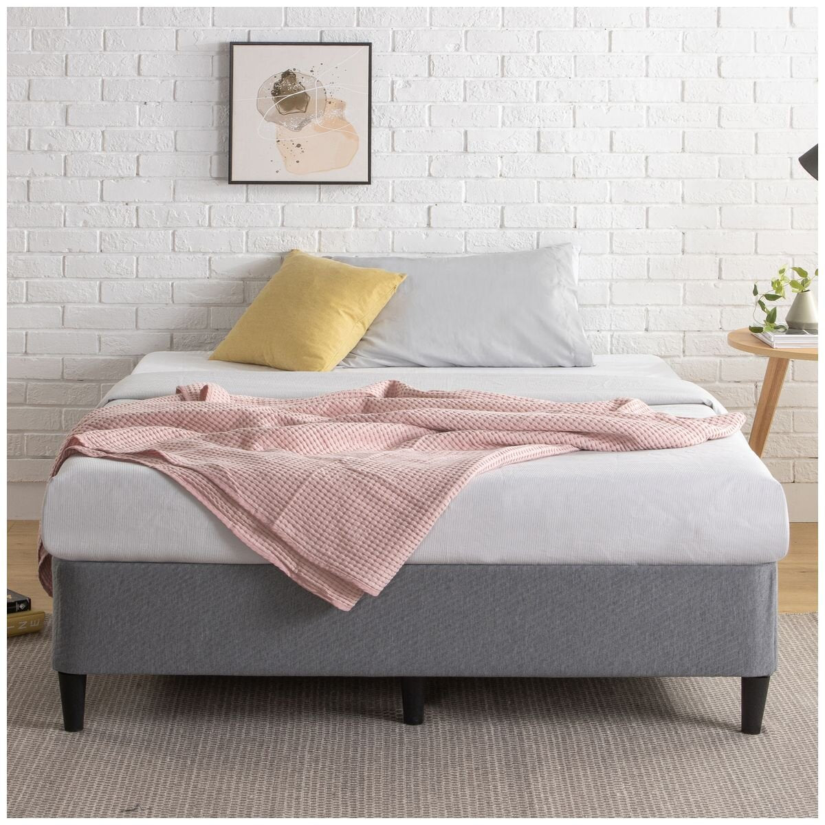 Zinus Keenan King Single ensemble bed base - grey fabric, steel frame, 150kg capacity - AU-BSLB-DG-KS