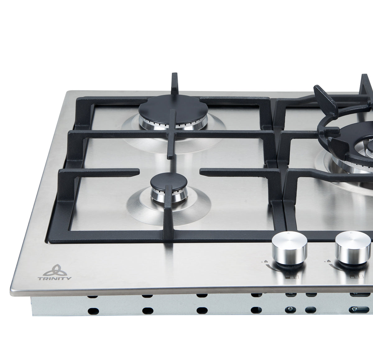 Trinity 90cm 5 Burner Gas Cooktop - Stainless Steel - Wok Burner - Cast Iron Trivets - TRG900SS