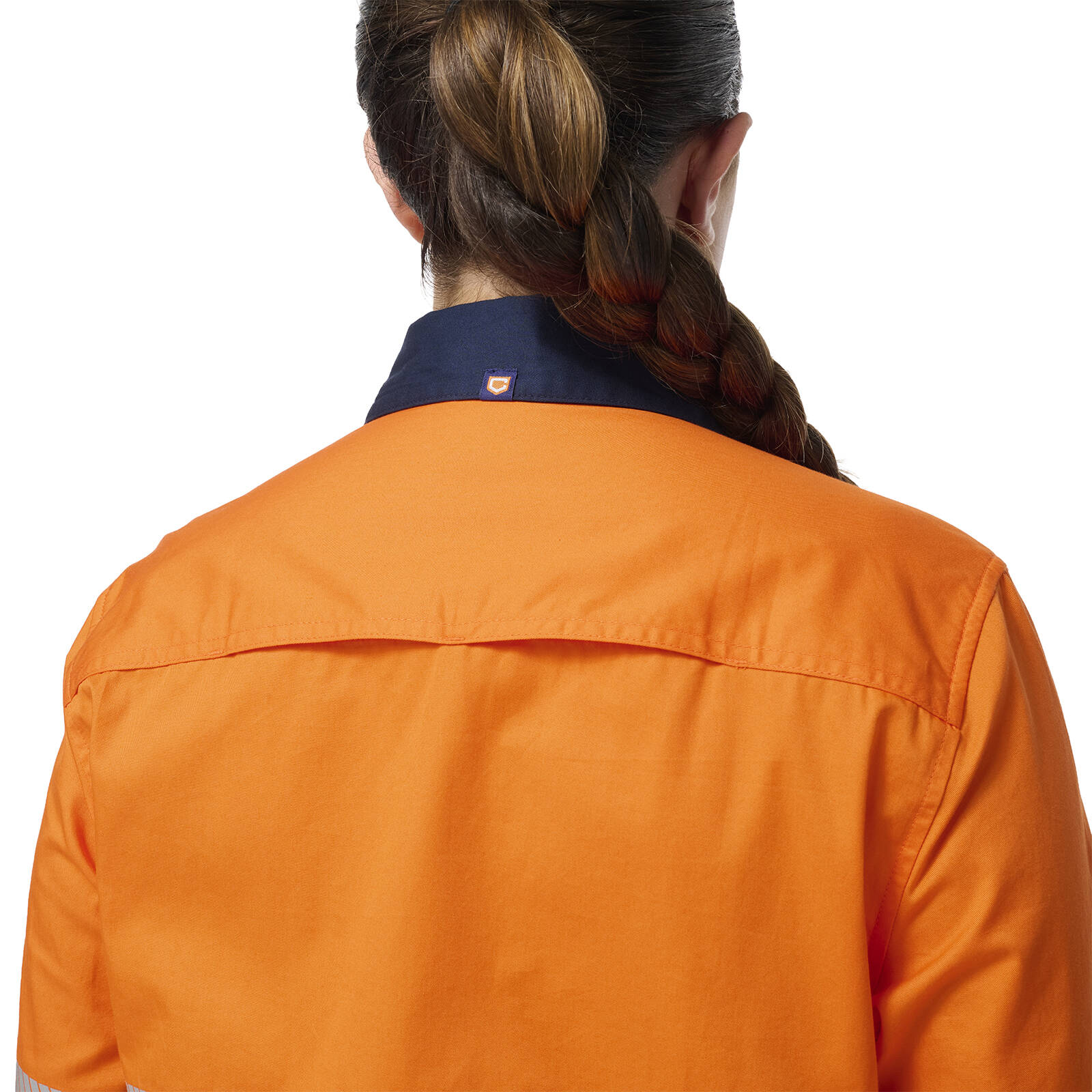 Citeco Women's Orange/Navy Hi Vis Taped Long Sleeve Shirt - Cotton, Size 16
