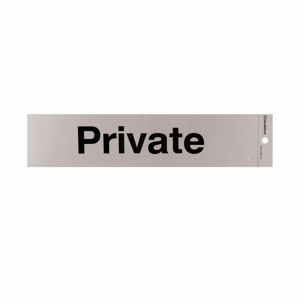 Sandleford 245 x 58mm Private Self Adhesive Sign - Silver, Weather Resistant
