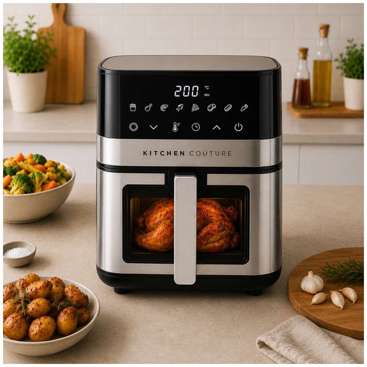 Kitchen Couture Clear View Digital Air Fryer 5.5L - Ceramic Basket, 8 Presets, 1600W - 10005843