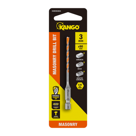 Kango 3 x 90mm Masonry Drill Bit - Durable Carbide Tip - Precision Start Tip - SuperSaverAU - view 1