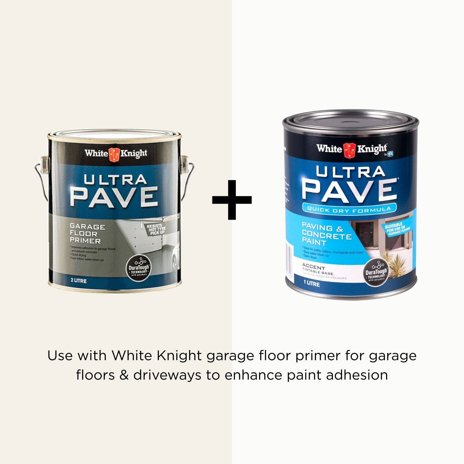 White Knight Ultra Pave 1L Accent Quick Dry Paving & Concrete Paint - Water Based, Tintable, Recoat 2hrs
