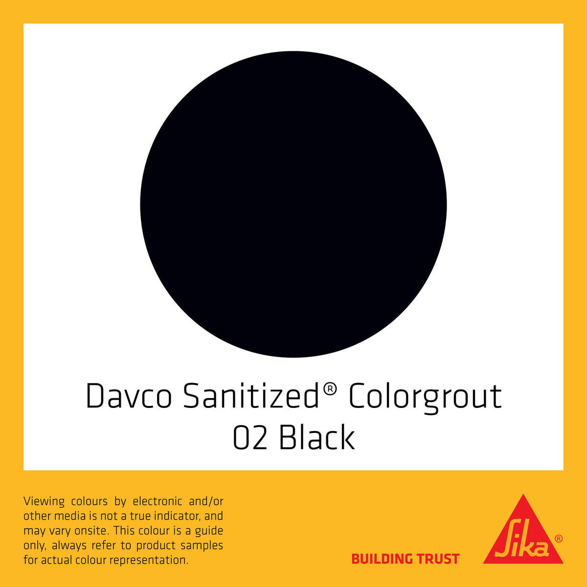 Davco 1.5kg Black #02 Sanitized Colorgrout - Cement Based, Mould Resistant, Wall & Floor