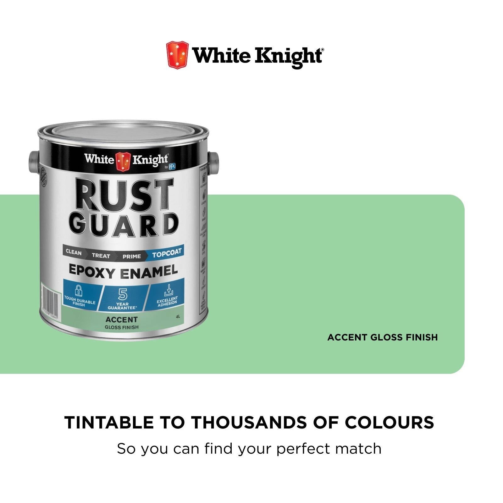 White Knight Rust Guard Accent Gloss Solvent Based Epoxy Enamel Paint 4L