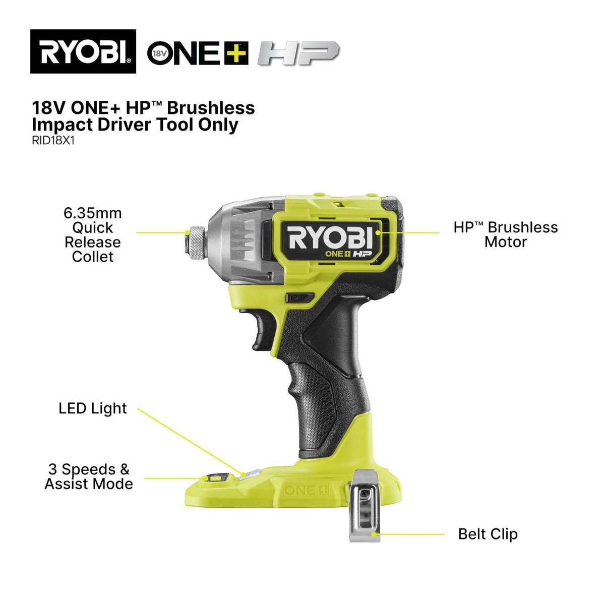 Ryobi 18V ONE+ HP Brushless Impact Driver RID18X1, 320Nm, Tool Only
