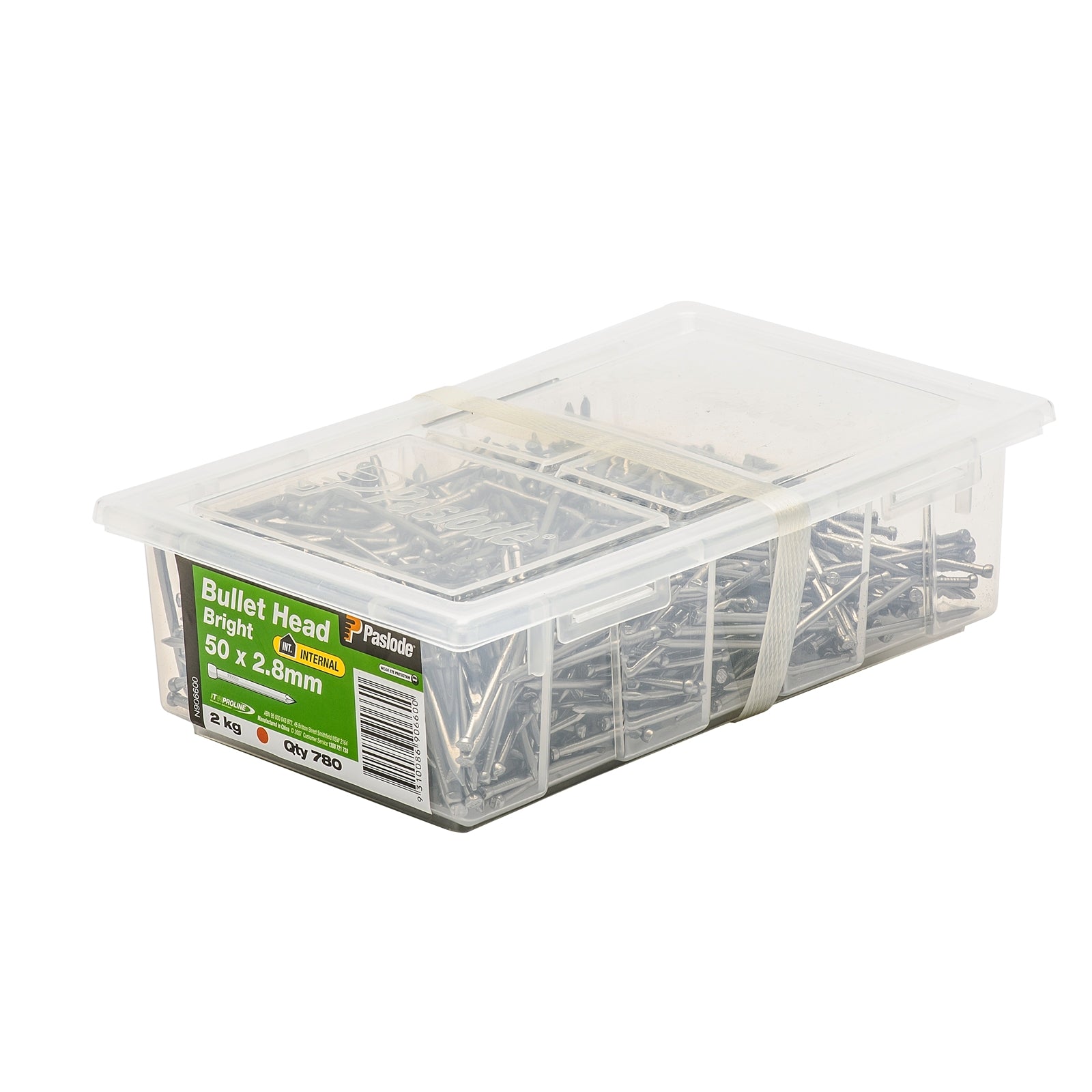 Paslode 50 x 2.8mm 2kg Bright Steel Bullet Head Nails - 780 Pack