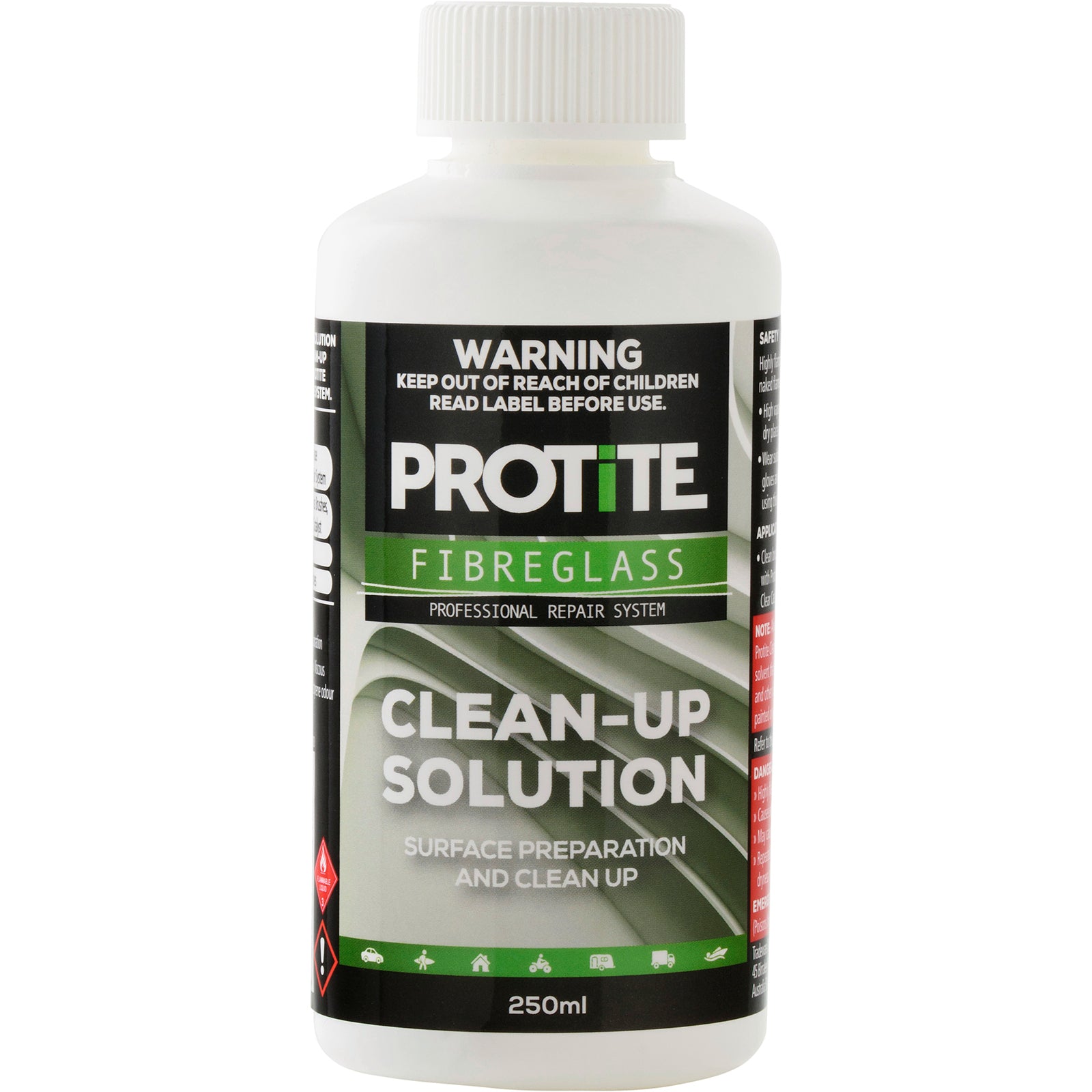 Protite 250ml Fibreglass Clean Up Solution - Indoor/Outdoor