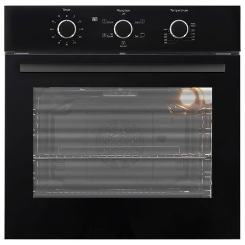 Emilia 60cm Electric Built-In Oven - 57L Capacity, Black Glass, Triple Glazed Door - EMRENT65EN