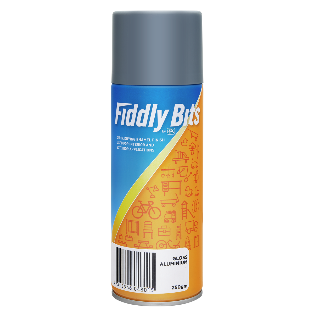Fiddly Bits Gloss Aluminium Spray Paint 250g Oil-Based Indoor Outdoor