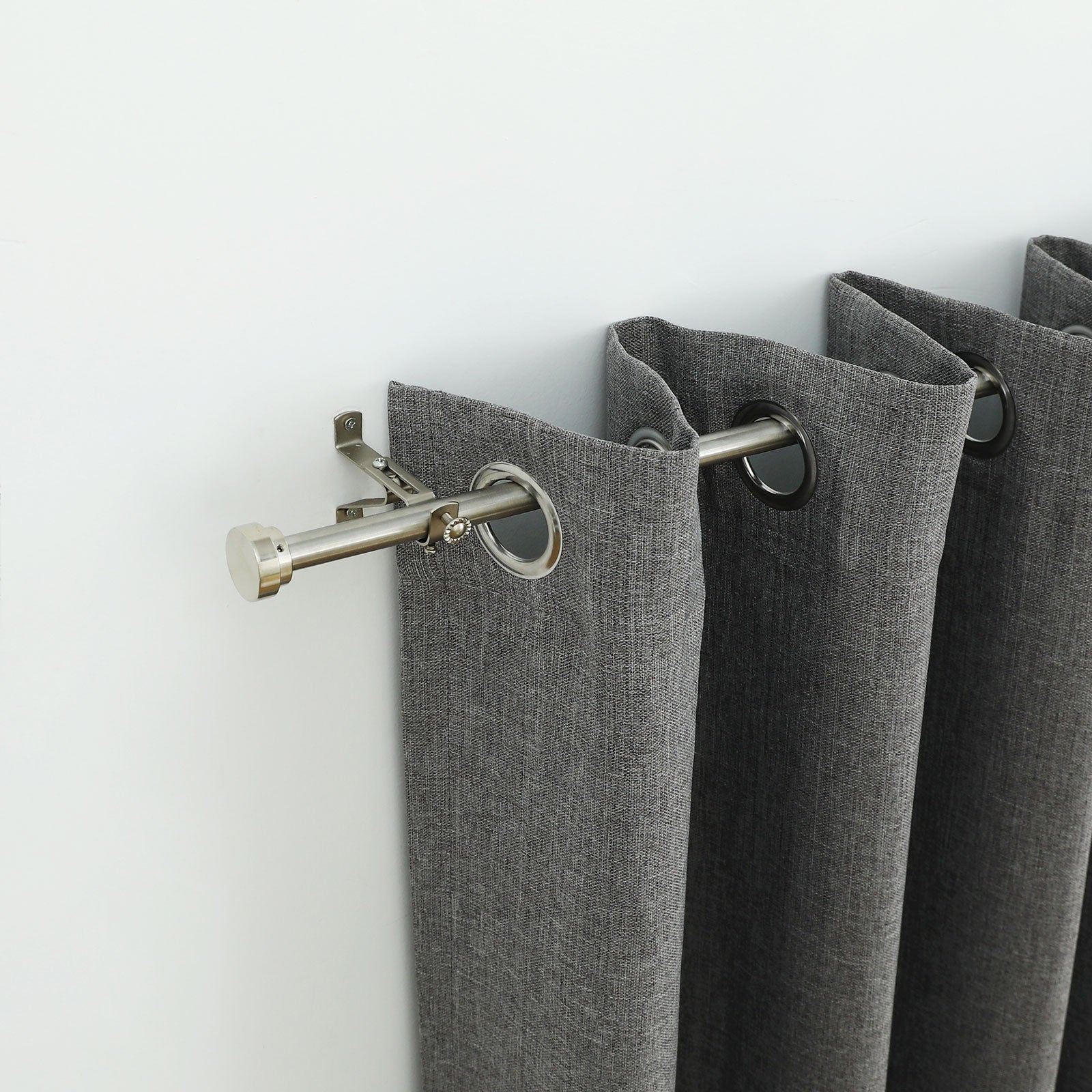 Windoware 75-95mm Satin Adjustable Curtain Rod Bracket - Pewter Steel, 2 Pack