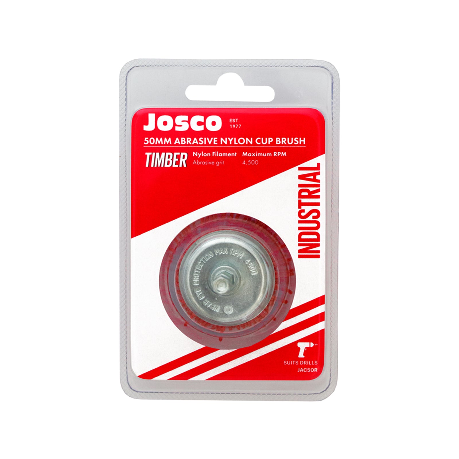 Josco 50mm Red Abrasive Nylon Cup Brush for Angle Grinders