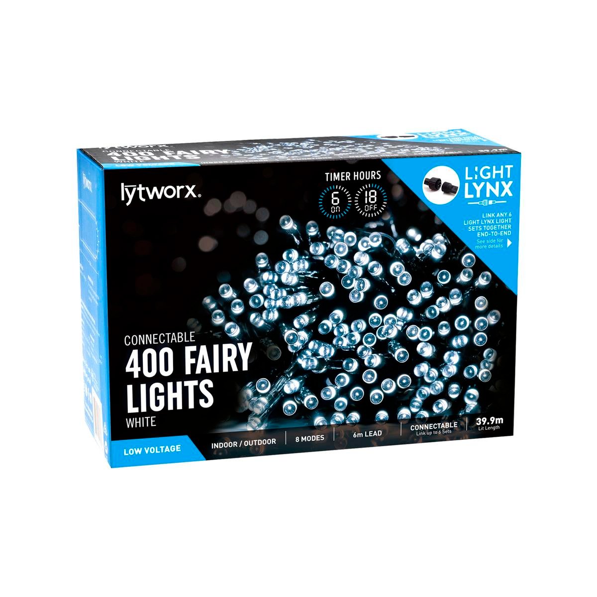 Lytworx 57279 400 White LED Connectable Fairy Party Lights - 39.9m - Low Voltage - Indoor/Outdoor