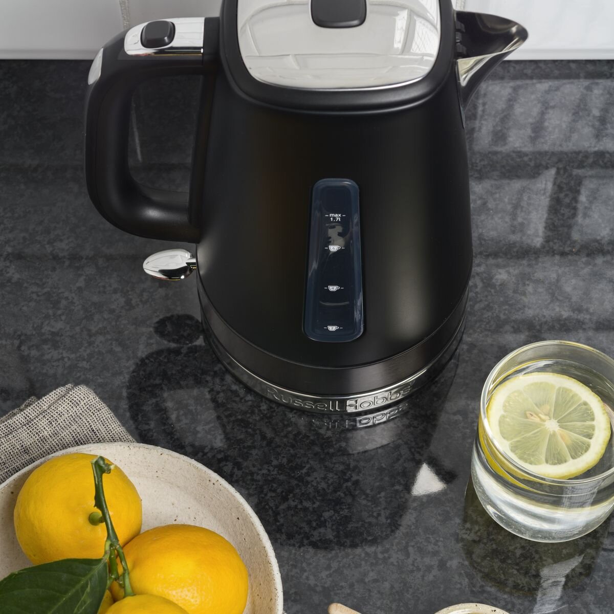Russell Hobbs Brooklyn Kettle 1.7L - Matte Black, Quiet Boil Technology, Perfect Pour Spout - RHK92BLK