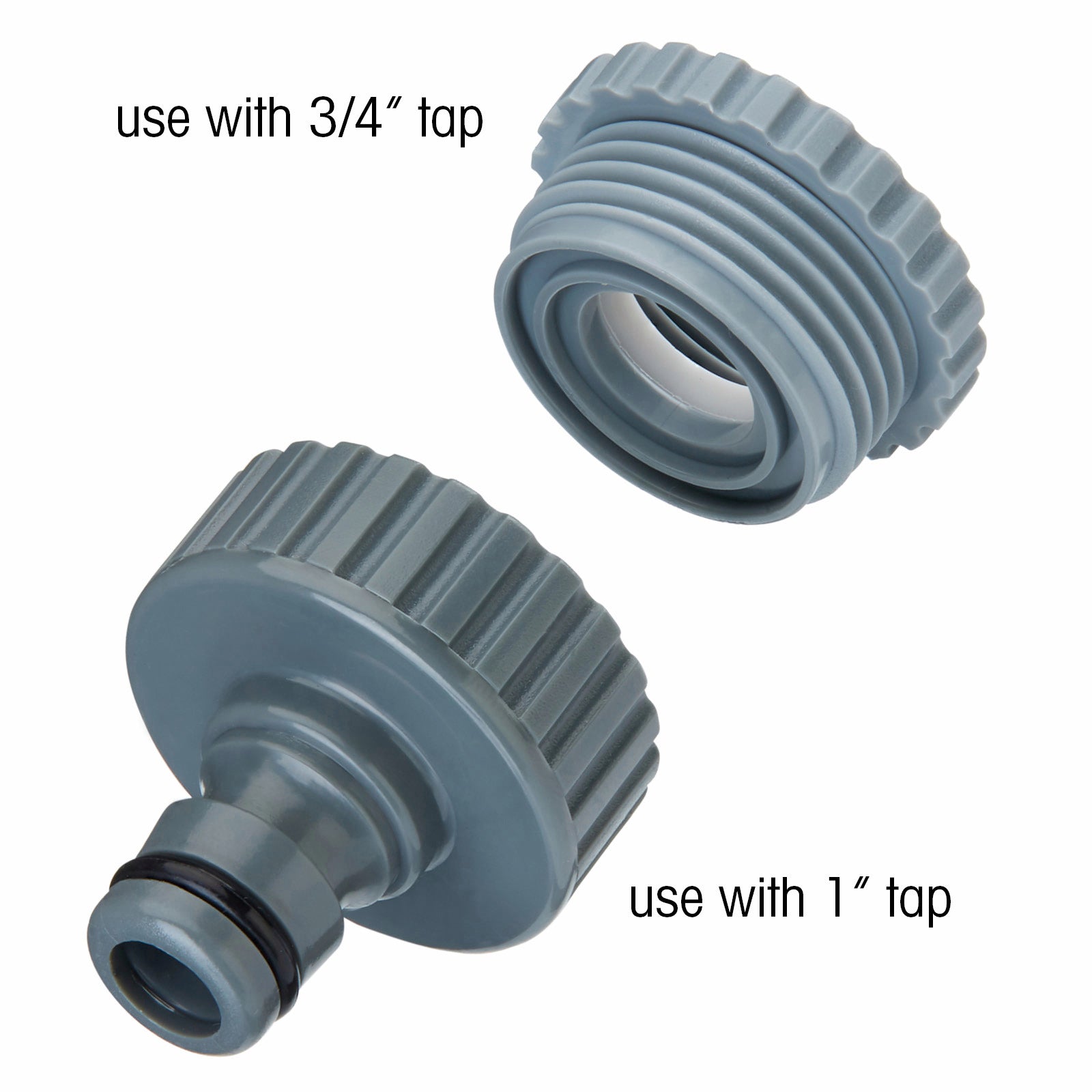 Pope 12mm Universal Tap Adaptor - Grey ABS Snap-On Garden Hose Fitting