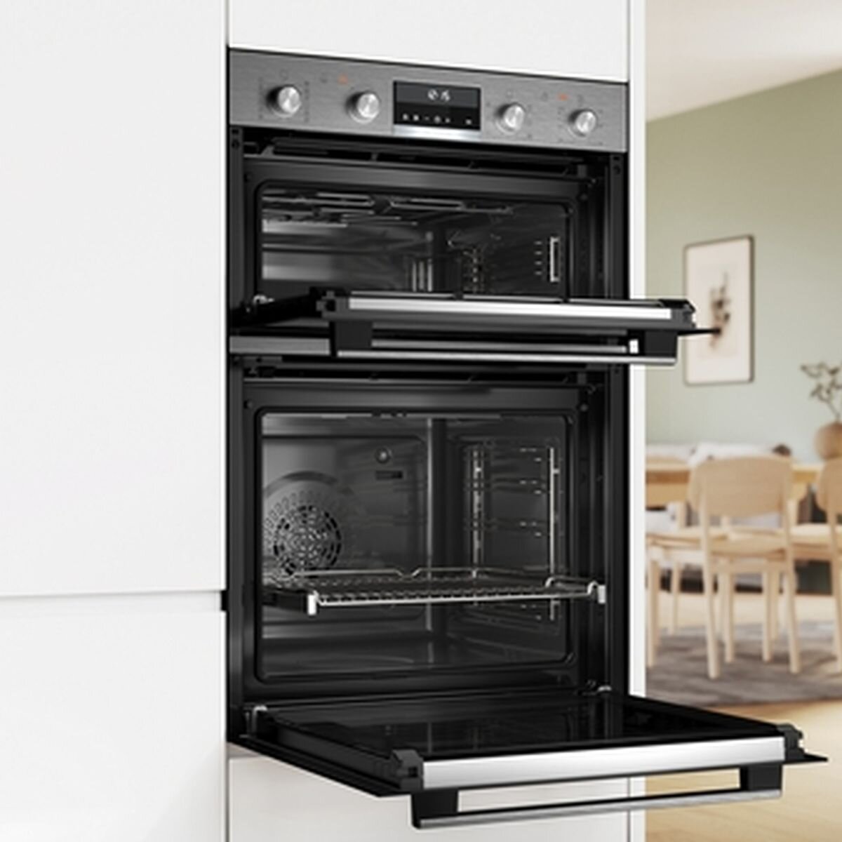 Bosch 60cm Series 6 Built-In Double Oven - 105L Stainless Steel - Pyrolytic and 3D HotAir - MBG578FS3A